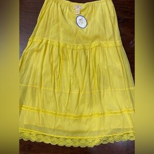 New April Cornell Yellow Skirt Vintage Romantic Layered Lace NWT Prairie -read